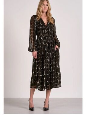 Elan Longsleeve Maxi Dress with Tie Neck